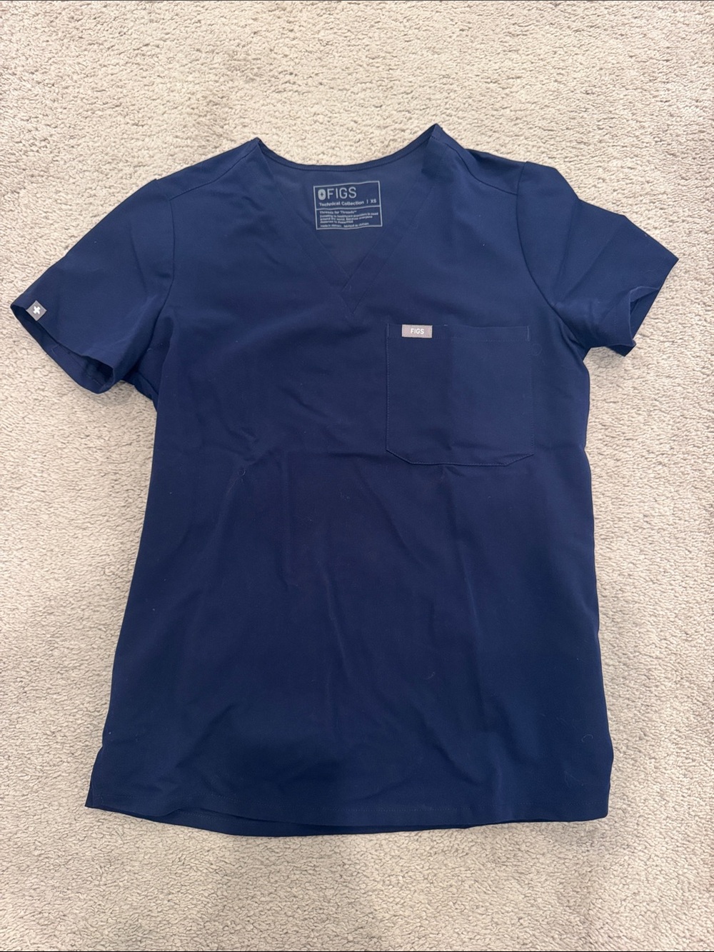 FIGS Kids Navy Short Sleeve Pocket Tee